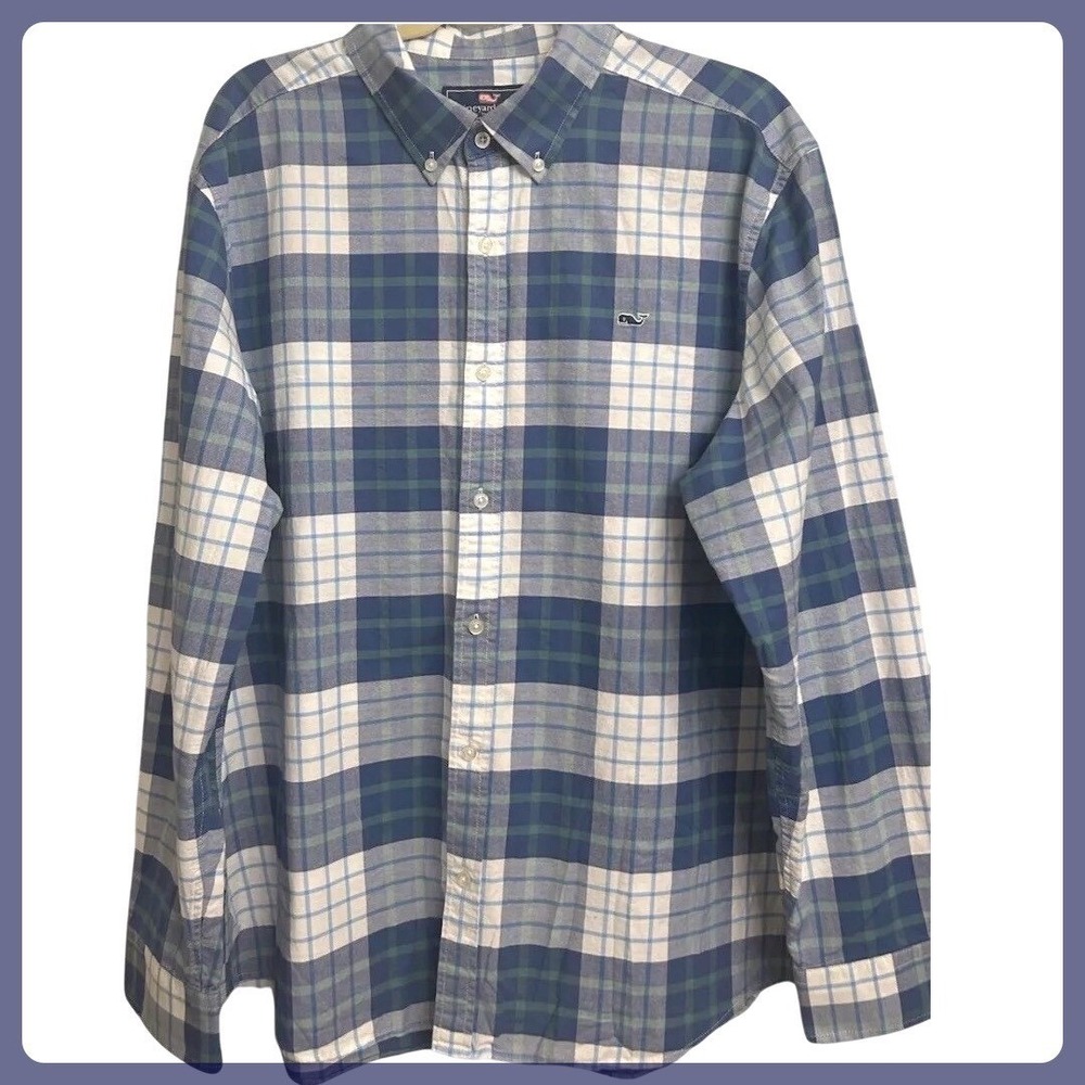 Vineyard Vines by Shep & Ian Men's 100% Cotton Shirt Sz. XL Blue Whale‎ EUC